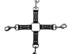 4-Way Black Leather Hogtie Cross - PAI001BLK