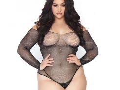 Leg Avenue Crystalized Long Sleeve Body Plus Size UK 18 to 22 - 89231X