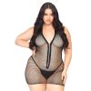 Leg Avenue Fishnet Zip Up Dress Plus Size UK 18 to 22 - 86086X