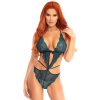 Leg Avenue Teal Scalloped Lace Wrap Around Teddy - 86114