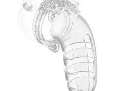 Man Cage 12  Male 5.5 Inch Clear Chastity Cage With Anal Plug - MCG012TRA