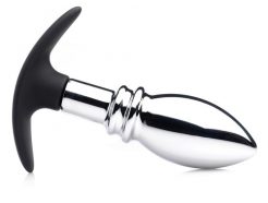 Master Series Dark Stopper Metal And Silicone Anal Plug - AG175