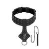 Ouch Skulls And Bones Black Neck Chain With Leash - OU298BLK