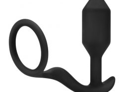 b-Vibe Snug And Tug Anal Plug And Cock Ring - BV-018BLK